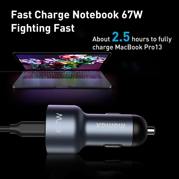 MOMAX UC16E 67W USB C ve USB Çift Portlu Araç Şarj Cihazı - 7