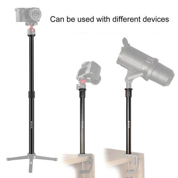 PULUZ Teleskopik Uzatmalı Merkezi Şaft Çubuğu Monopod Tutucu 33-60cm Siyah - 5