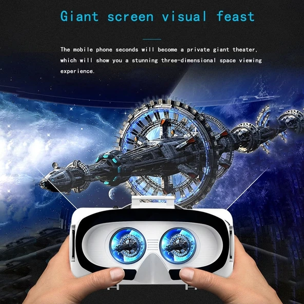 VR Shinecon G06EB Sanal Gerçeklik 3D Video Gözlüğü 4.7-6.1 Inç Telefon Uyumlu Beyaz HiFi Kulaklıklı - 10