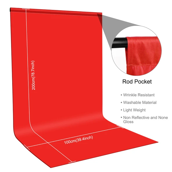PULUZ Fotoğraf Stüdyosu Arka Plan Bezi 1m x 2m Kırmızı Kalın Polyester Kumaş - 2