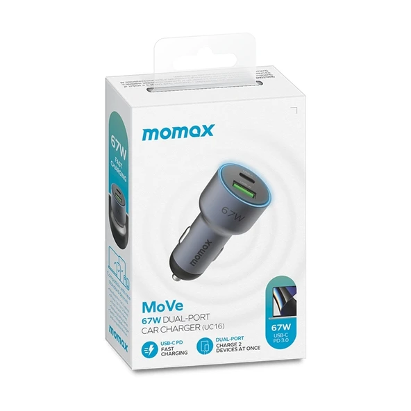 MOMAX UC16E 67W USB C ve USB Çift Portlu Araç Şarj Cihazı - 10