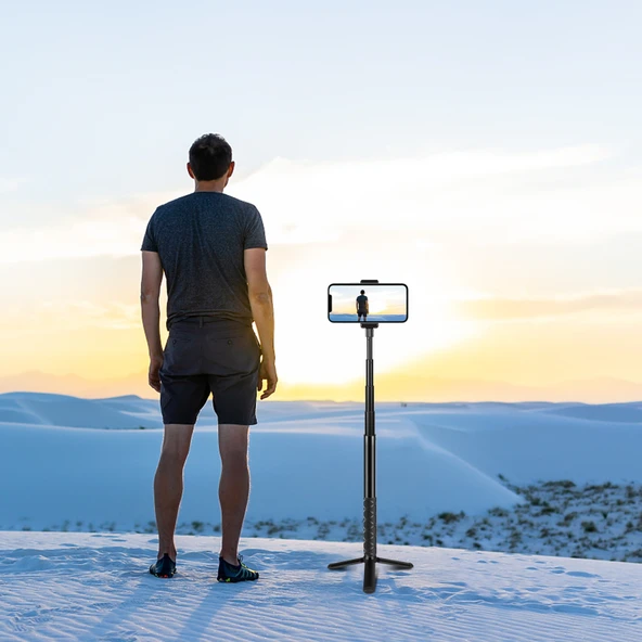 PULUZ 110cm Metal Selfie Çubuğu Monopod Görünmez Adaptör Tabanlı ve Vida ile Insta360 One RS X2 X3 X4 Uyumlu - 6