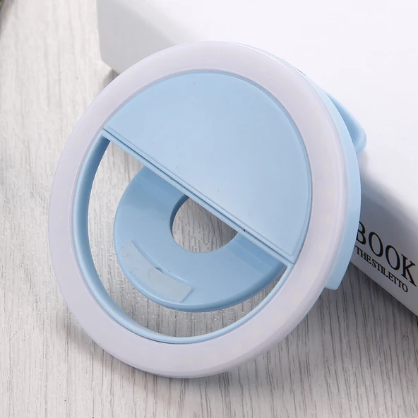 Şarjlı Selfie Güzellik Işığı Mavi Ayarlanabilir Klipsli ve USB Kablolu - 5