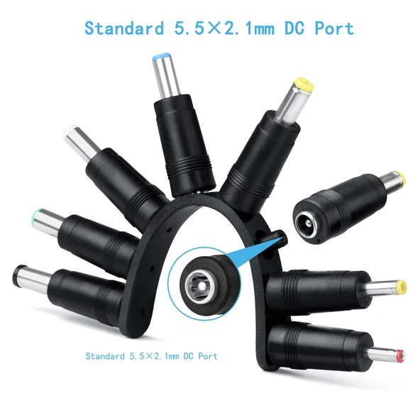 8in1 DC Güç Kablosu USB Çok Fonksiyonlu Değiştirilebilir Fiş Siyah - 4