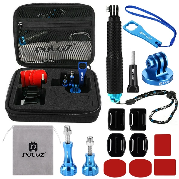 PULUZ 16 in 1 CNC Metal Aksesuar Seti Siyah EVA Kılıf ile GoPro Insta360 DJI ve Diğer Aksiyon Kameraları için - 2