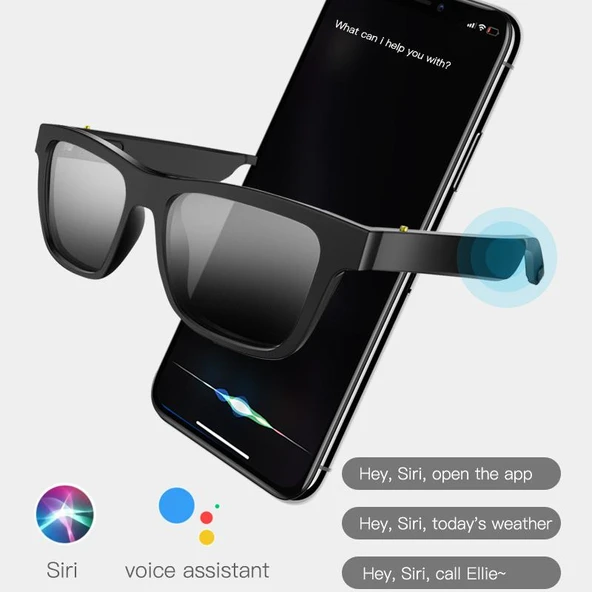 E10 Akıllı Sesli Bluetooth Gözlük Dokunmatik Stil Siyah - 7