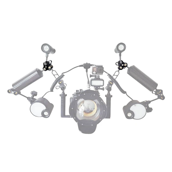 PULUZ Siyah Üçlü Top Kelepçe Açık Delikli Dalış Kamera Aparatı CNC Alüminyum Yaylı Fener Kelepçesi - 5