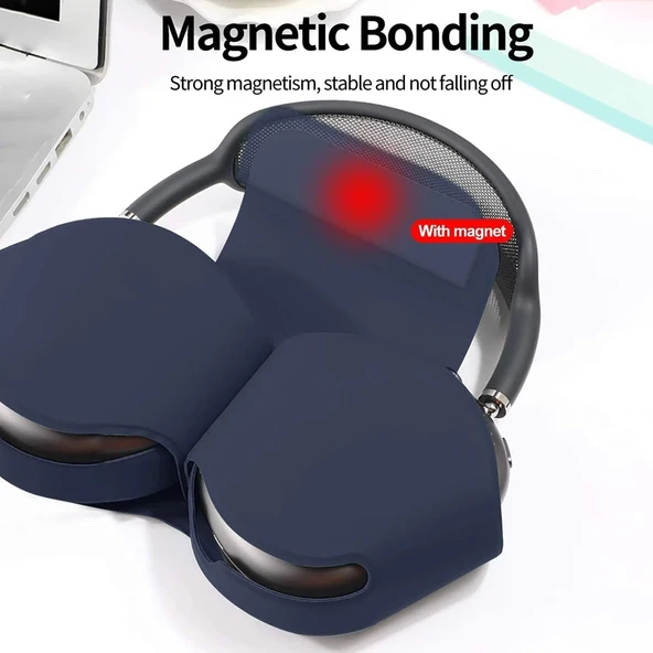 AirPods Max Kulaklık Koruyucu Kılıf Siyah Yumuşak Deri - Resim 7