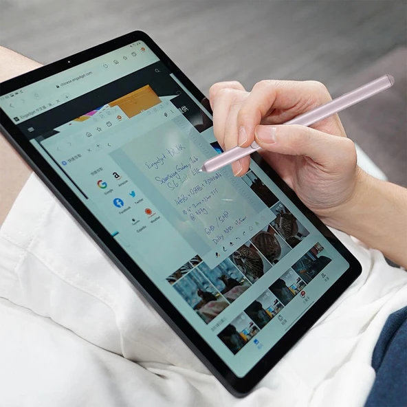 Samsung Galaxy Tab S6 Uyumlu Yüksek Hassasiyetli Stylus Kalem Pembe - 7