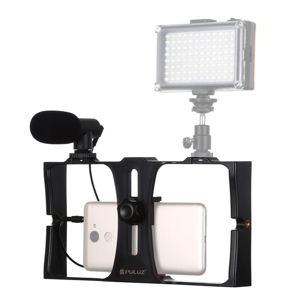 PULUZ 2'si 1 Arada Canlı Yayın Akıllı Telefon Video Rig ve Mikrofon Kiti Kırmızı - 2