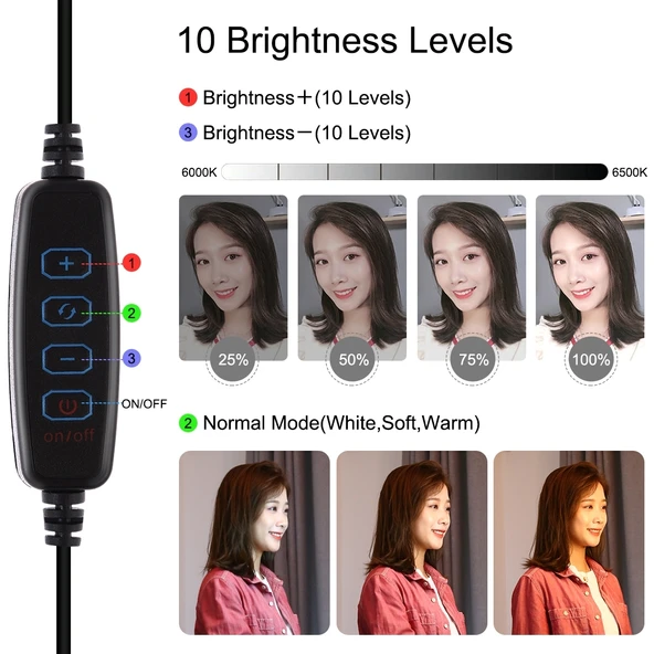 PULUZ 2'si 1 Arada Vlogging Canlı Yayın Akıllı Telefon Video Rig ve 12cm 4.7 inç Mavi Halka LED Selfie Işığı Kiti Soğuk Ayak Tripod Başlığı ile - 9