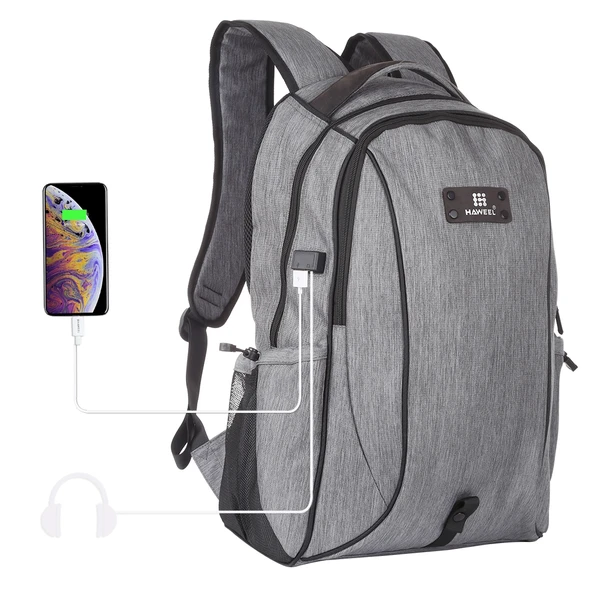 HAWEEL Gri Outdoor Taşınabilir Kanvas Çift Omuzlu Laptop Sırt Çantası 15.6 Inç