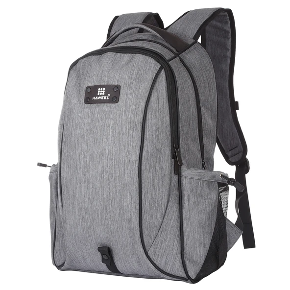 HAWEEL Gri Outdoor Taşınabilir Kanvas Çift Omuzlu Laptop Sırt Çantası 15.6 Inç - 2