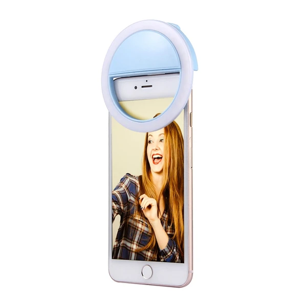 Şarjlı Selfie Güzellik Işığı Mavi Ayarlanabilir Klipsli ve USB Kablolu - 2