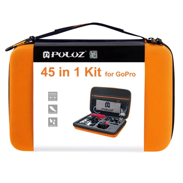 PULUZ 45 in 1 Aksesuar Seti Turuncu EVA Kılıf Dahil GoPro Insta360 DJI ve Diğer Aksiyon Kameraları İçin - 12