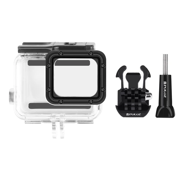 GoPro HERO5 Uyumlu 60 Metre Su Geçirmez Dalış Koruyucu Kılıf Mandallı Temel Montaj ve Vida - 7
