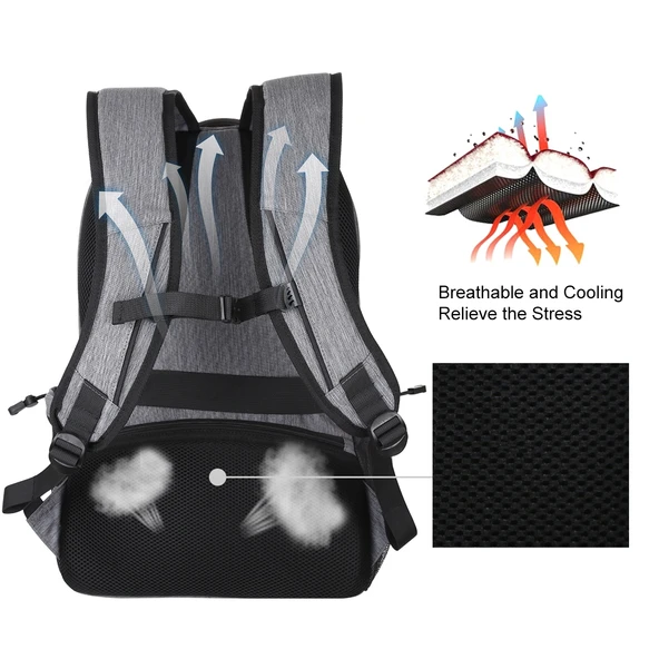 HAWEEL Gri Outdoor Taşınabilir Kanvas Çift Omuzlu Laptop Sırt Çantası 15.6 Inç - 4