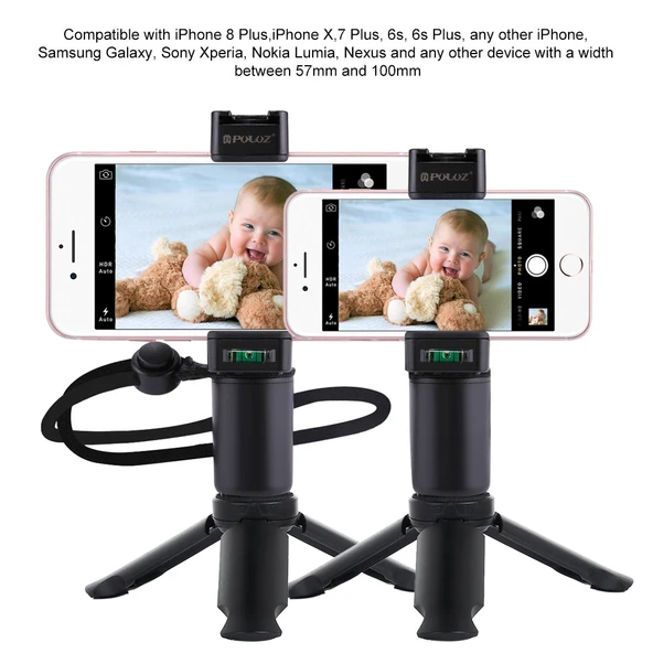 PULUZ Katlanabilir Plastik Tripod ve Vlogging Canlı Yayın El Tutacağı ABS Montaj Soğuk Ayakkabı ve Bilek Kayışı ile Akıllı Telefonlar için - 11