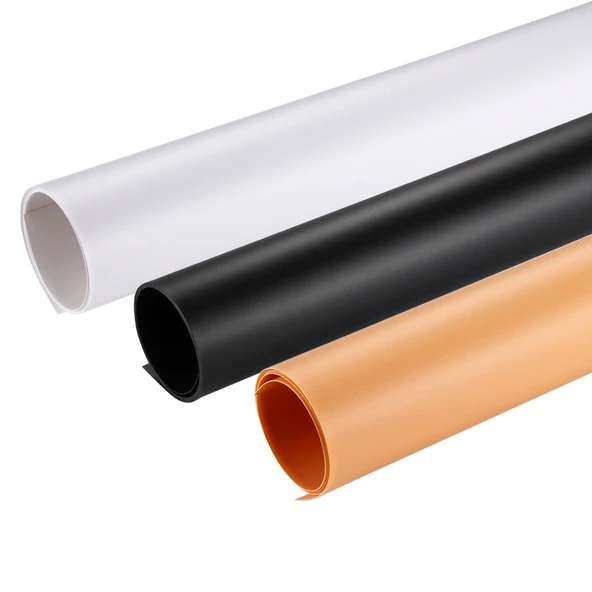 3 Parça PULUZ Fotoğraf Arka Plan PVC Kağıt Seti Stüdyo Çadır Kutusu İçin Siyah Beyaz Sarı 120x60 cm