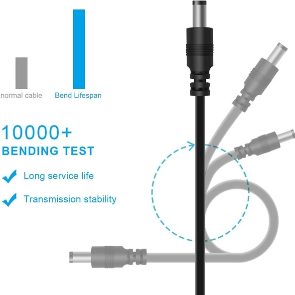 8in1 DC Güç Kablosu USB Çok Fonksiyonlu Değiştirilebilir Fiş Siyah - 5