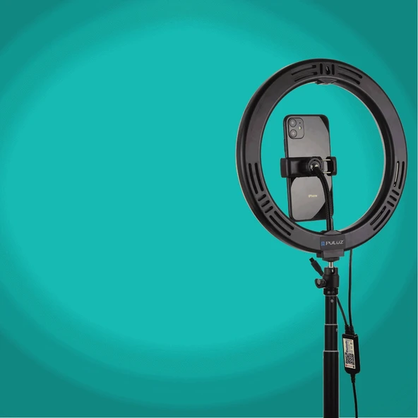 PULUZ 10.2 inç 26cm RGBW LED Halka Işık ve 1.65m Tripod Seti Siyah - 9