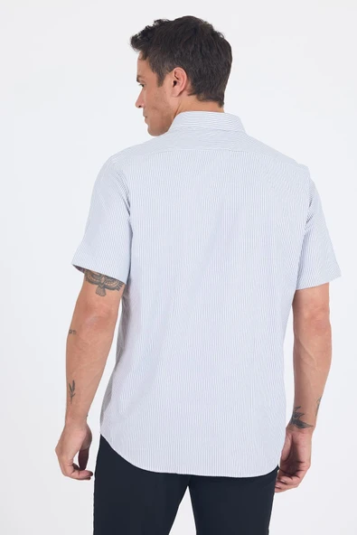 Siyah Sert  Yaka Kısa Kol Cepli  Comfort Fit Cls Gömlek 1004250259 - 5