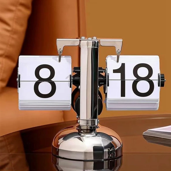 Valkyrie Retro Metanik Yaprak Saat Ev Ofis Masa Saati Paslanmaz Çelik Tek Bacak Siyah - 4