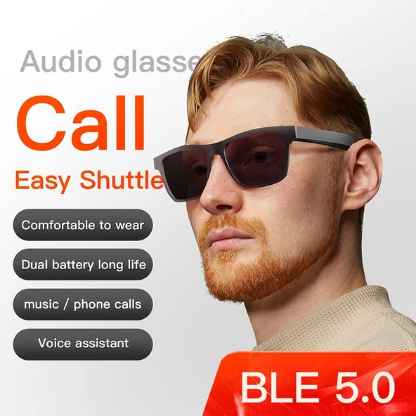 E10 Akıllı Sesli Bluetooth Gözlük Dokunmatik Stil Siyah - 2