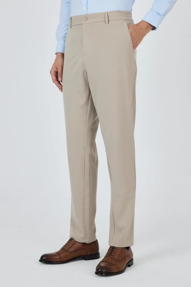 Bej Esnek Yandan Cepli Casual Standart Fit Jogger Pantolon 1003250119 - Resim 4