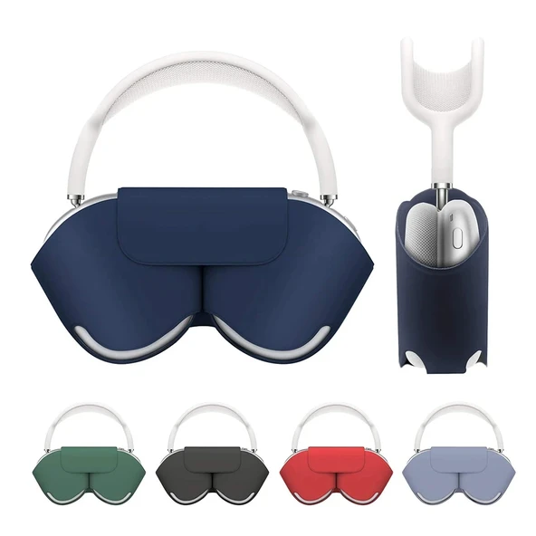 AirPods Max Kulaklık Koruyucu Kılıf Siyah Yumuşak Deri - Resim 2