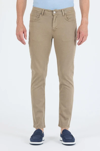 Koyu Bej Pamuklu 5 Cep Casual Slim Fit 5 Cep Pantolon 1003250318 - 1