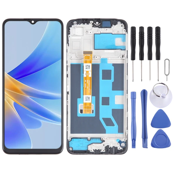 OPPO A17K Uyumlu OEM LCD Ekran Dokunmatik Panel Komple Çerçeveli - 1