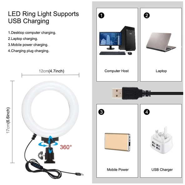 PULUZ 2'si 1 Arada Vlogging Canlı Yayın Akıllı Telefon Video Rig ve 12cm 4.7 inç Mavi Halka LED Selfie Işığı Kiti Soğuk Ayak Tripod Başlığı ile - 8