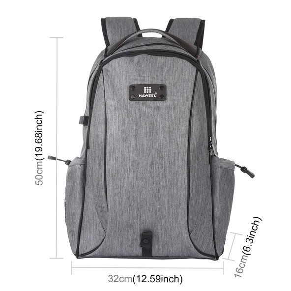HAWEEL Gri Outdoor Taşınabilir Kanvas Çift Omuzlu Laptop Sırt Çantası 15.6 Inç - 3