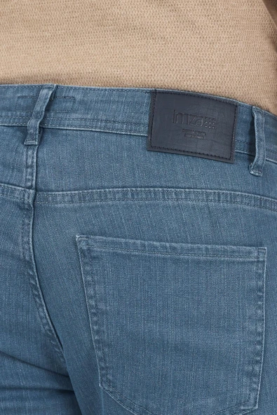 Koyu Mavi Gabardin 5 Cep Düz Paça Casual Slim Fit Pamuklu Denim Pantolon 1023250157 - 4