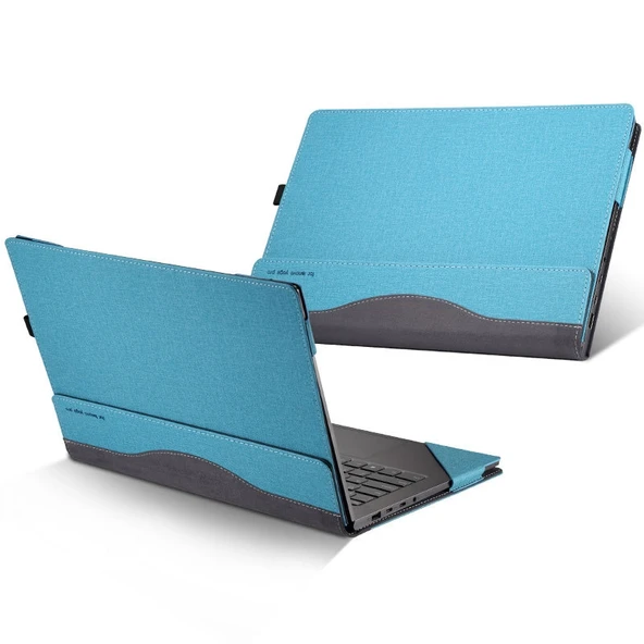 HP Envy 13 AQ Laptop Deri Koruyucu Kılıf Gri Kobalt Mavi