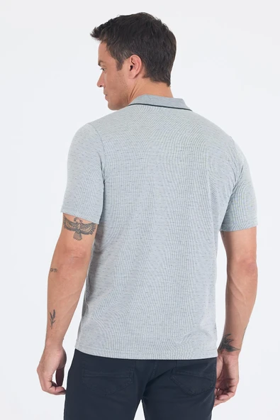 Koyu Haki Kısa Kol Polo Yaka Cepli Classic Standart Beden Tişört 1011250172 - Resim 5