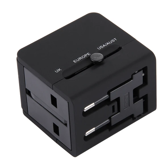 5V 2.1A Çift USB Güç Prizi Şarj Adaptörü Siyah UK EU US AU Fiş - 2