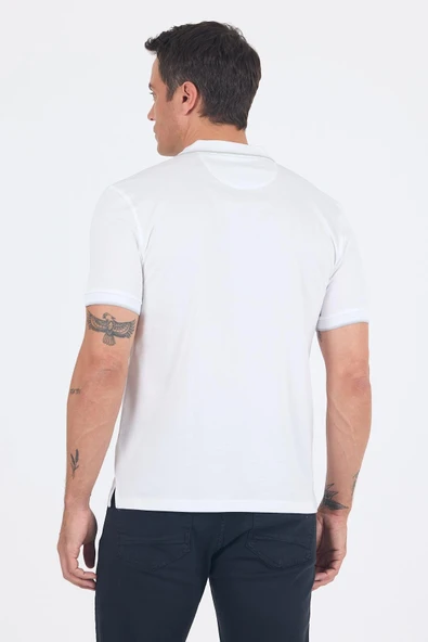 Kısa Kol Düz Suprem Polo Yaka Cepli %100 Pamuk Comfort Fit Tişört 1011250189 - Resim 5