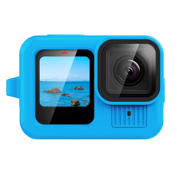 GoPro HERO13 Black Silikon Koruyucu Kılıf Mavi Bileklikli Lens Kapağı - 4