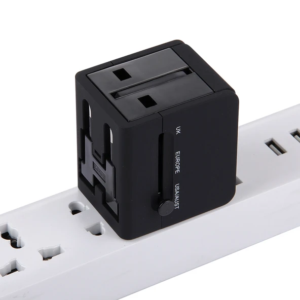 5V 2.1A Çift USB Güç Prizi Şarj Adaptörü Siyah UK EU US AU Fiş - 11