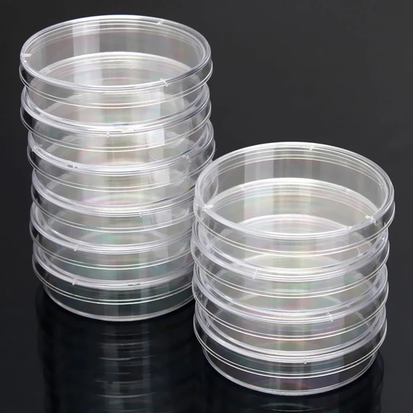 10lu Polistiren Steril Petri Kabı Bakteri Kabı Laboratuvar Biyolojik Bilimsel Malzeme 60mm - 4