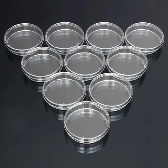 10lu Polistiren Steril Petri Kabı Bakteri Kabı Laboratuvar Biyolojik Bilimsel Malzeme 60mm - 5