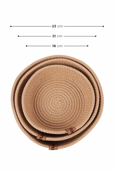 Hasır Sepet 3 Lü Düzenleyici, 3 Lü Sepet Takımı, Jüt Sepet Organizer 3lü Banyo Düzenleyicisi - 10