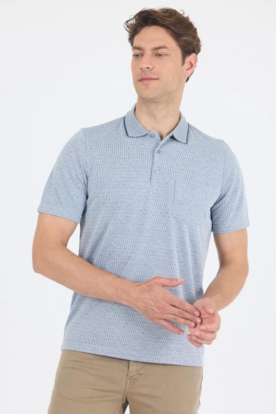 Koyu Lacivert Kısa Kol Polo Yaka Cepli Classic Standart Beden Tişört 1011250172 ürün görseli