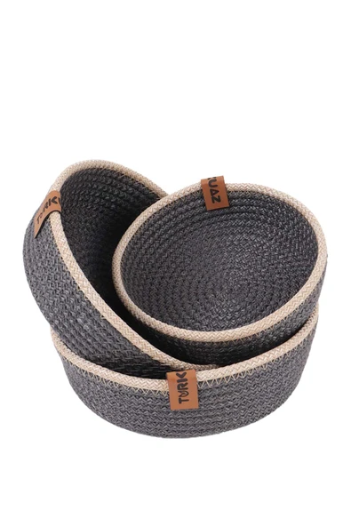 Hasır Sepet 3 Lü Düzenleyici, 3 Lü Sepet Takımı, Jüt Sepet Organizer 3lü Banyo Düzenleyicisi - 2