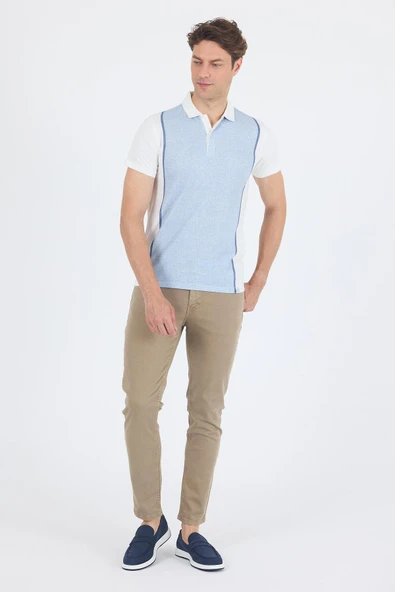 Kısa Kol Baskılı Jakarlı Polo Yaka Cepsiz Slim Fit Tişört 1011250122 - Resim 2