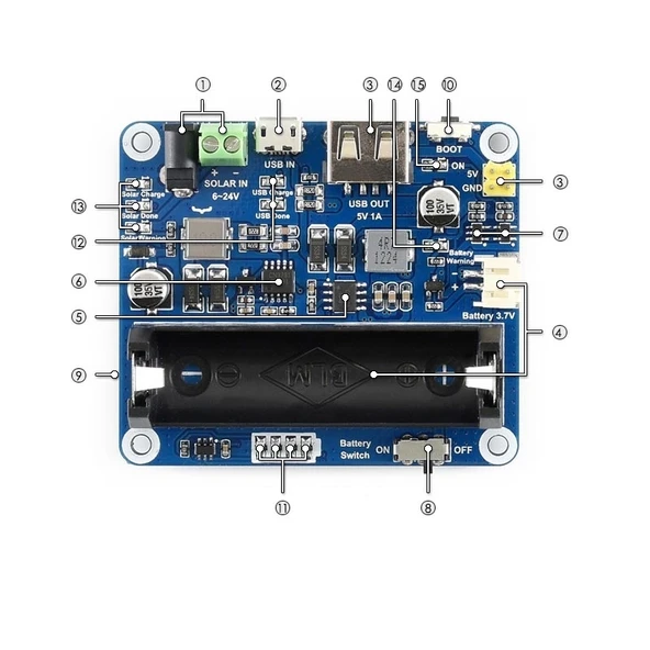 Waveshare Gunes Enerjisi Yonetim Modulu 6V-24V Panel Model 16120 - 5