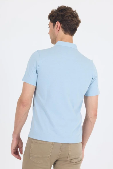 Koyu Mavi Kısa Kol Düz Suprem Polo Yaka Cepsiz Pamuklu Casual Slim Fit Tişört 1011250164_300 - 5