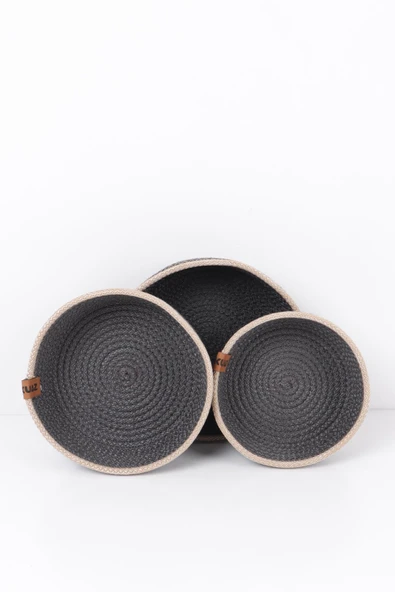 Hasır Sepet 3 Lü Düzenleyici, 3 Lü Sepet Takımı, Jüt Sepet Organizer 3lü Banyo Düzenleyicisi - 4